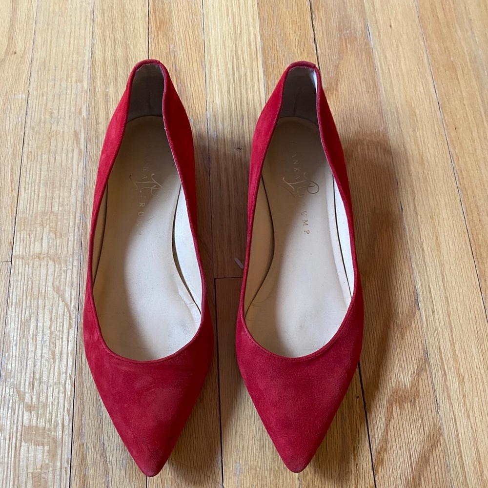 Red pointed toe flats